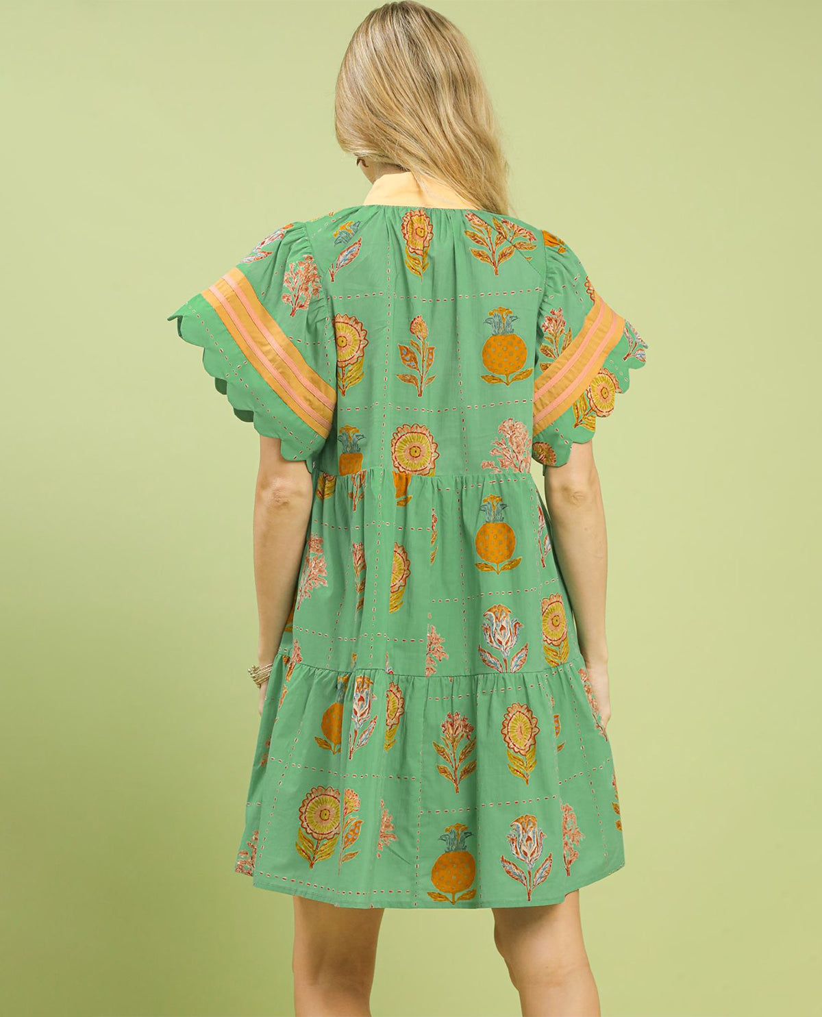 Umgee Vneck Floral Dress Green