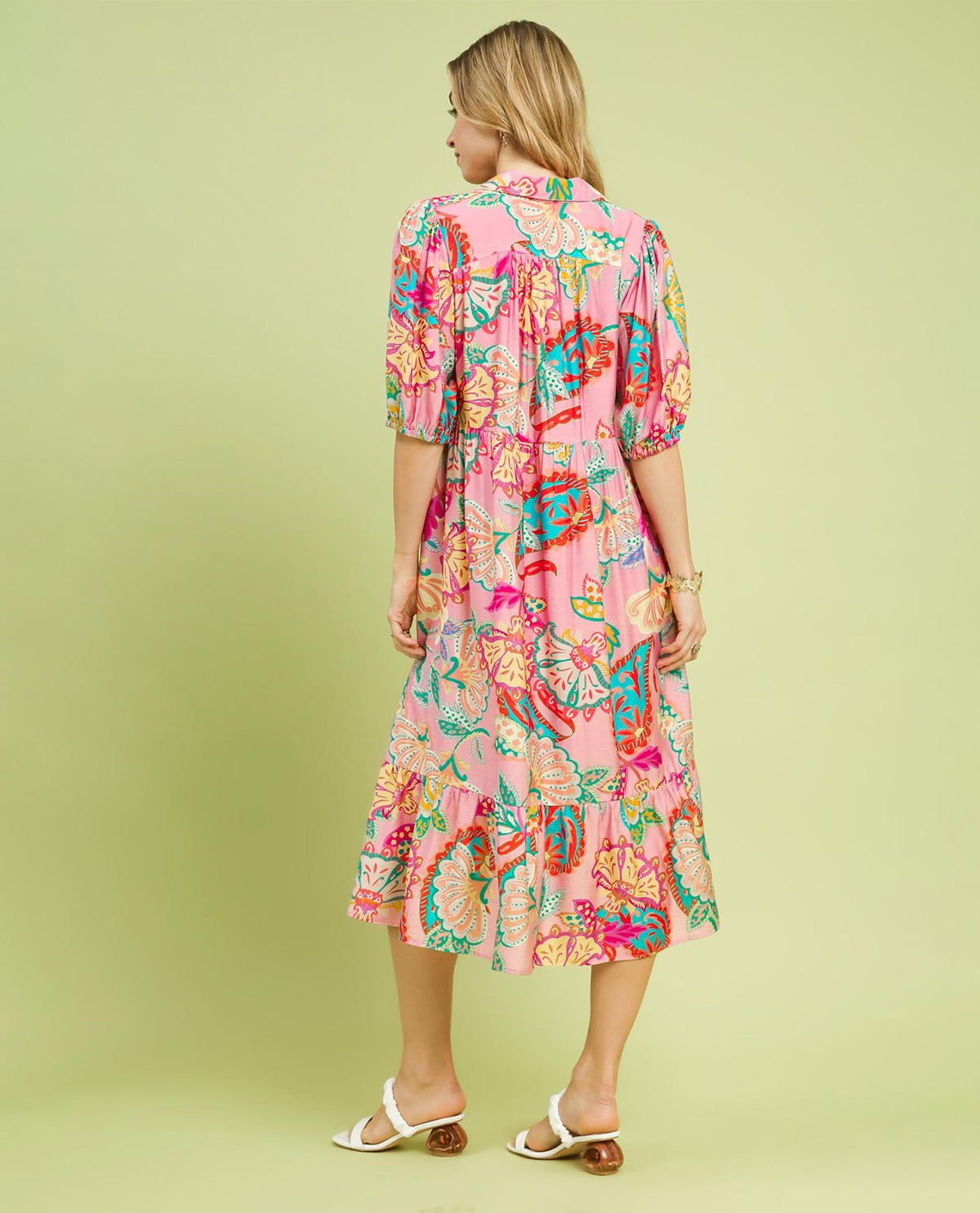 Umgee Paisley Print Tiered Dress