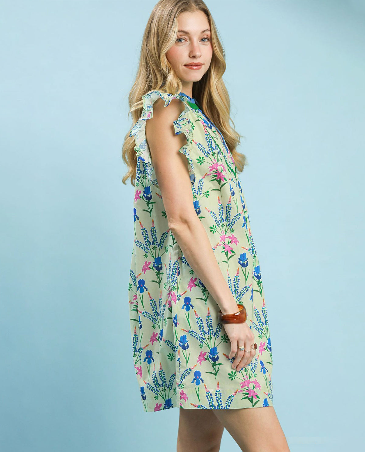 Umgee Flutter Sleeve Print Dress