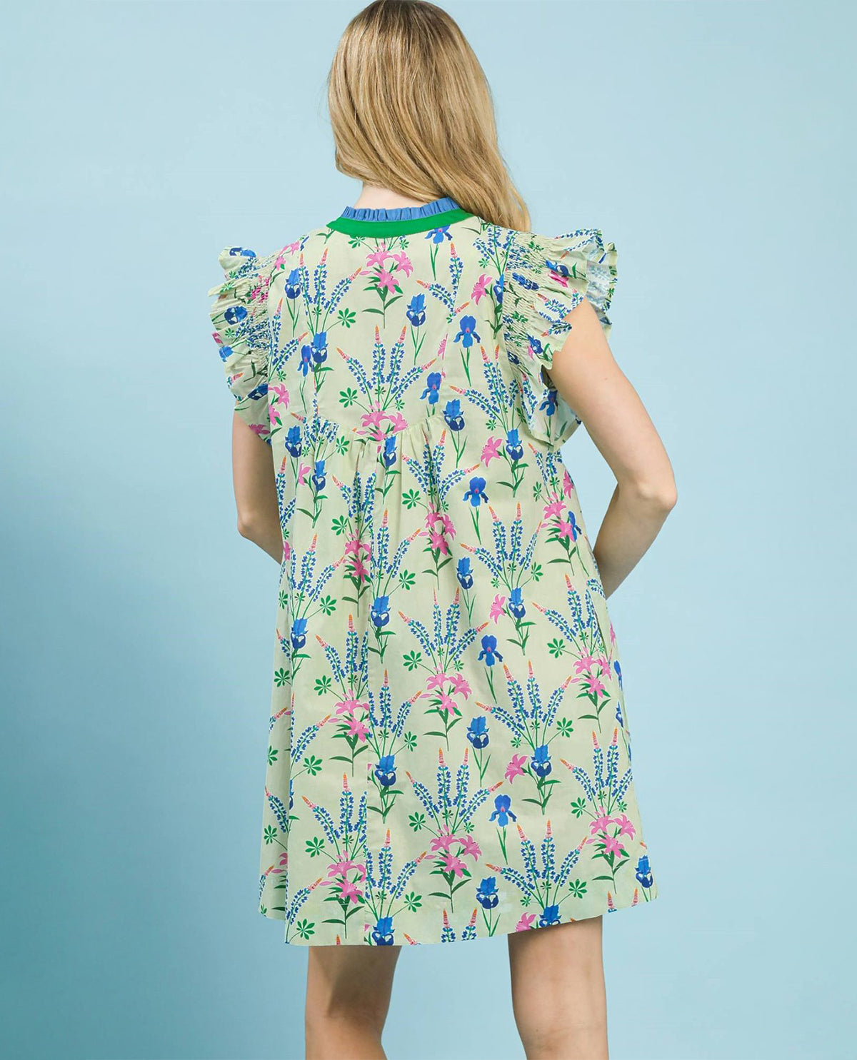 Umgee Flutter Sleeve Print Dress