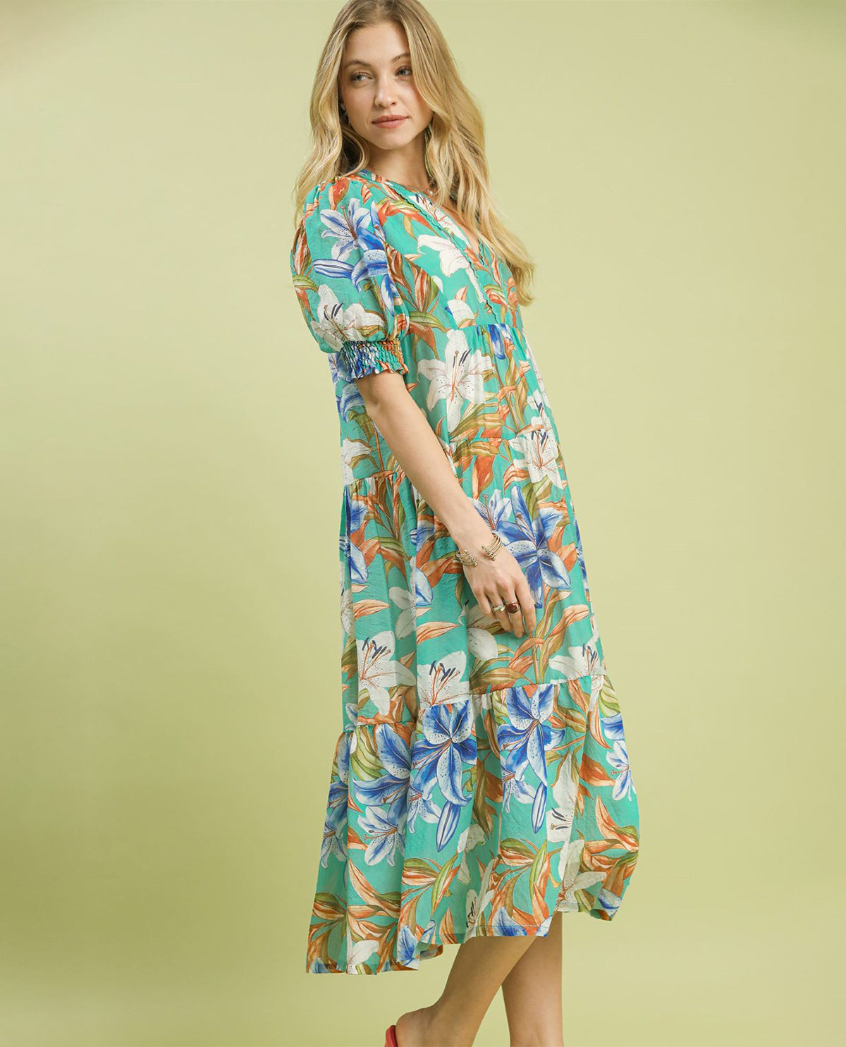 Umgee Print Tiered Dress