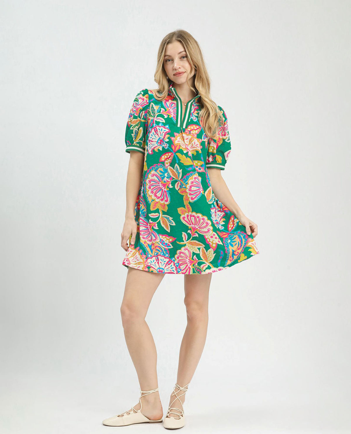 Umgee Paisley Print High Neck Dress