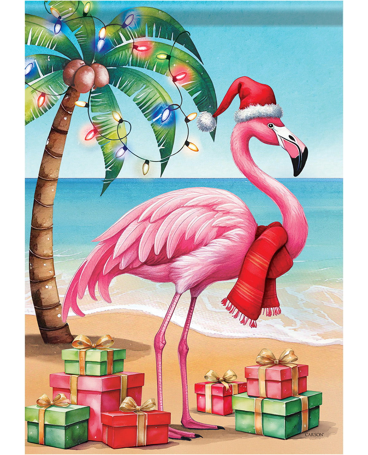 Christmas Flamingo Garden Flag