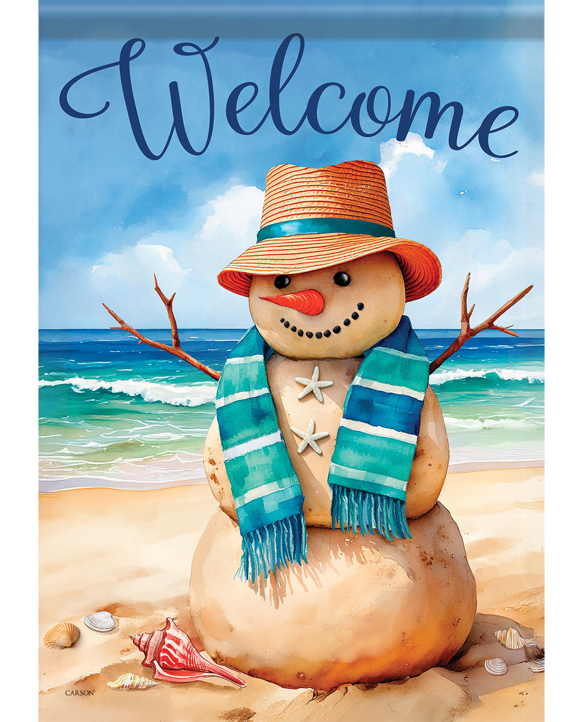 Coastal Snowman Garden Flag