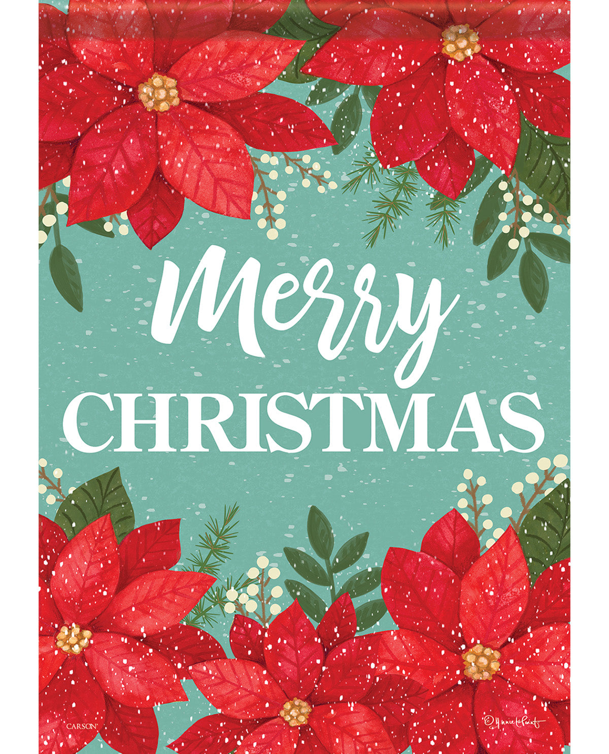 Carson Merry Christmas Poinsettia Garden Flag