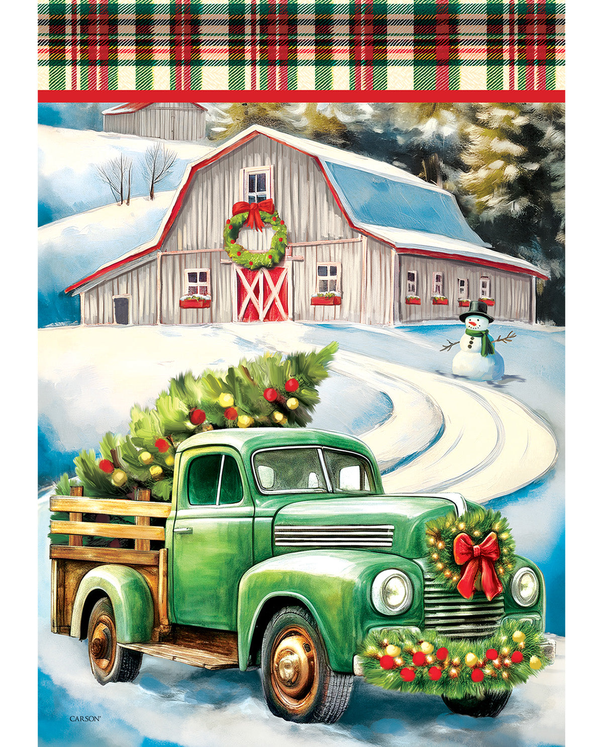Carson Delivering Christmas Gifts Truck Garden Flag