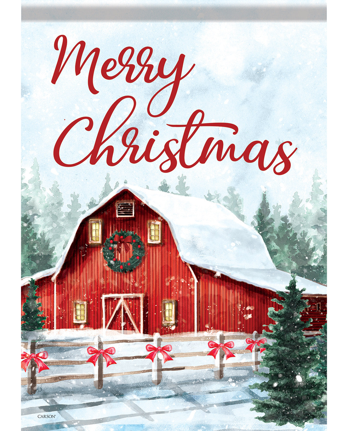 Carson Snowy Barn Merry Christmas Garden Flag