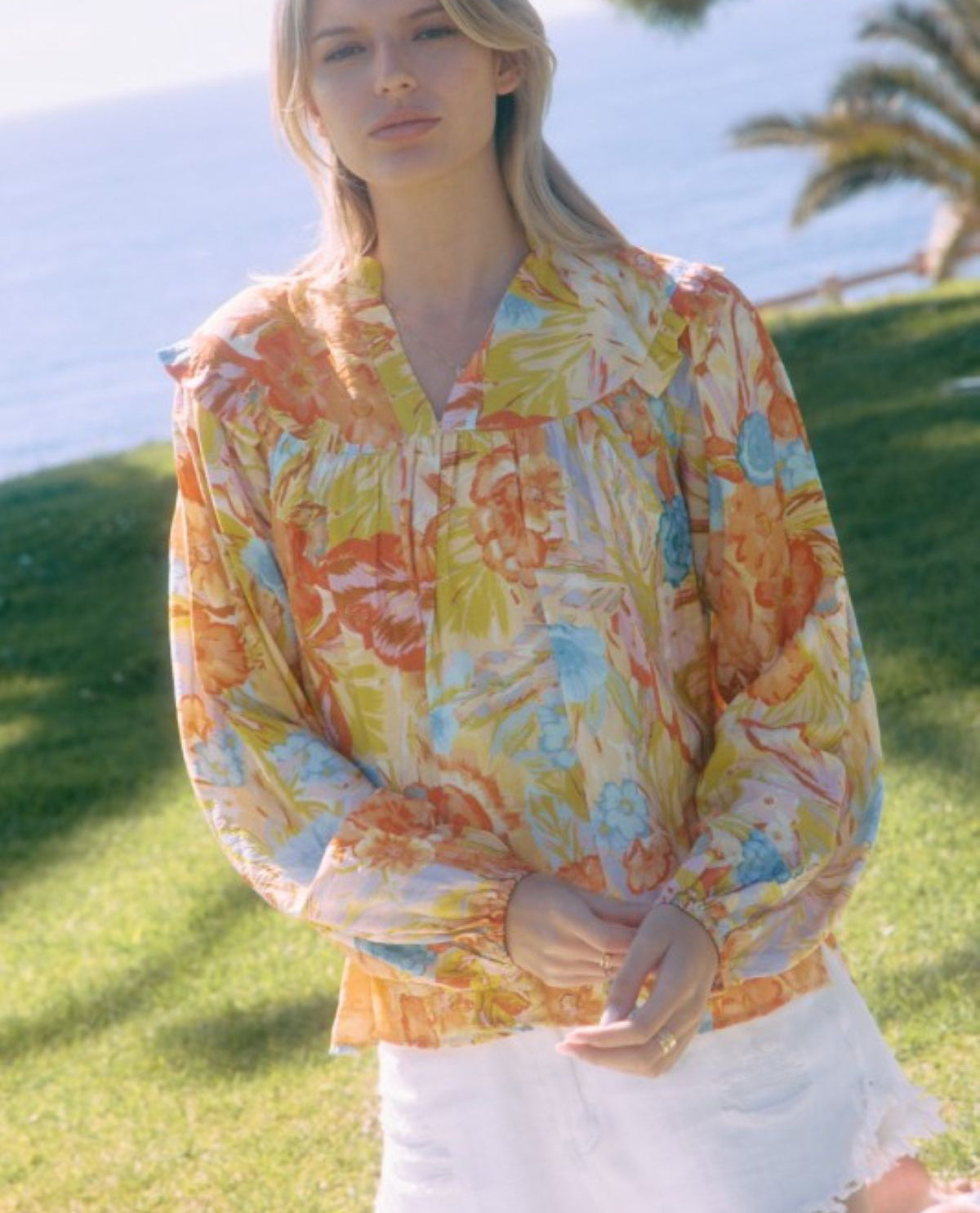 Oddi Floral Blouse With Balloon Sleeves