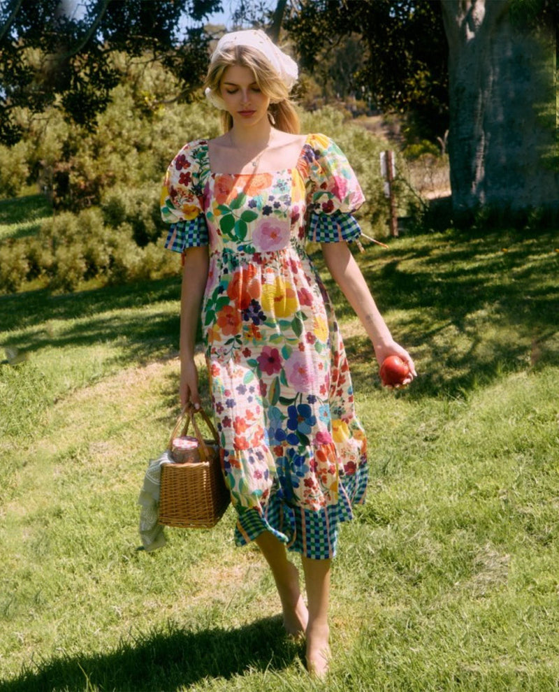 Oddi Floral Border Print Dress