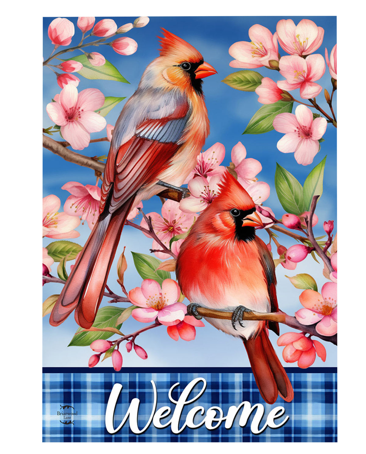 Cherry Blossom Cardinal Garden Flag