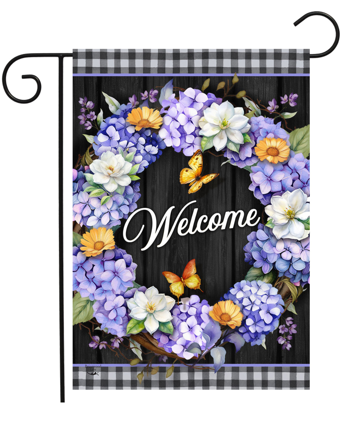 Hydrangea Wreath Garden Flag