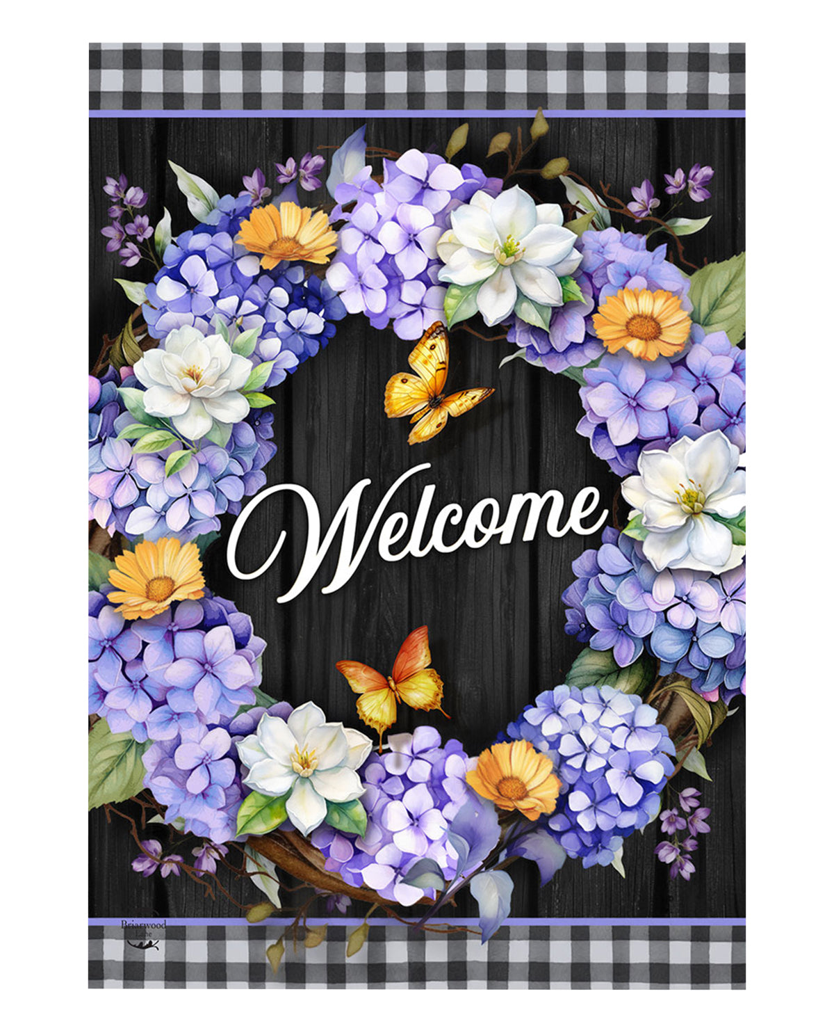 Hydrangea Wreath Garden Flag