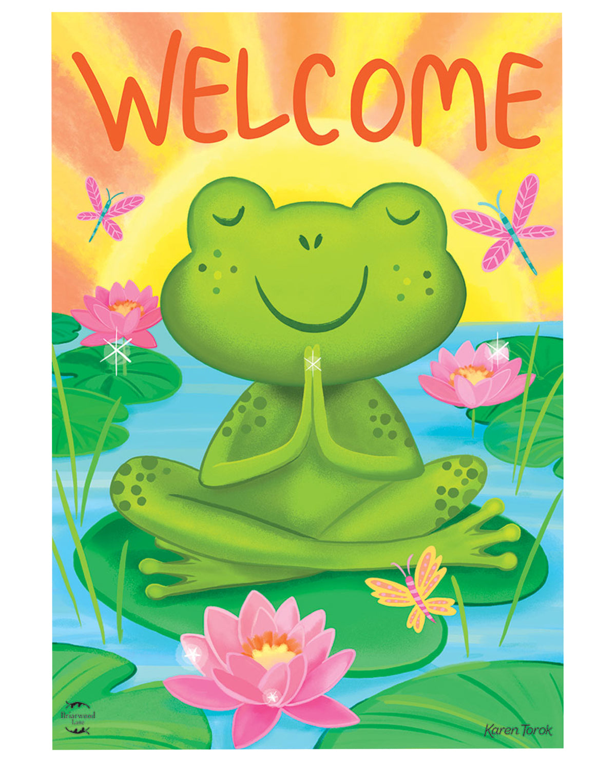 Peaceful Frog Garden Flag