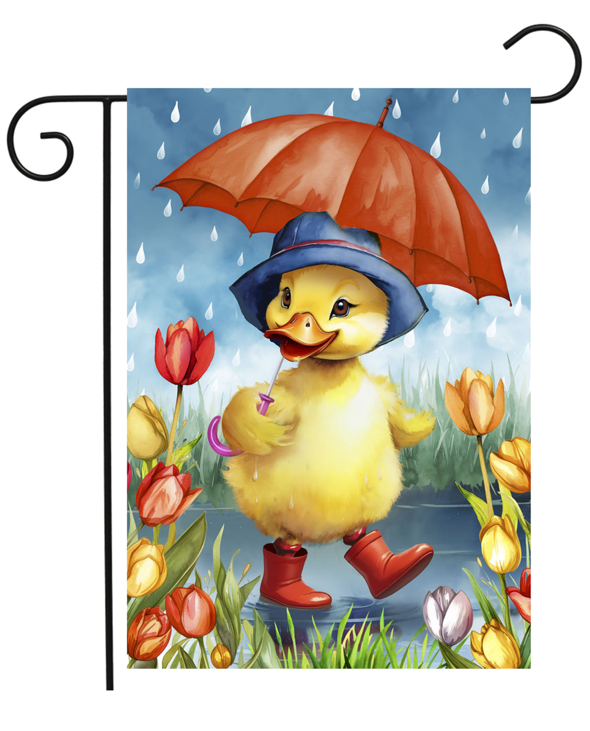 Rainy Day Duckling Garden Flag