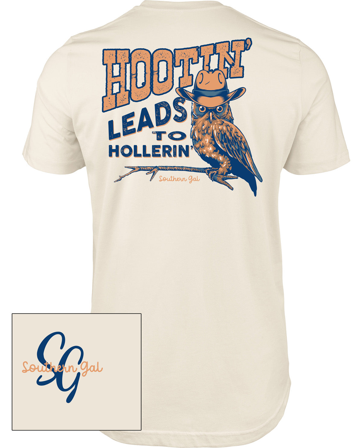 Southern Gal Hootin Short Sleeve Screen Tee Natural