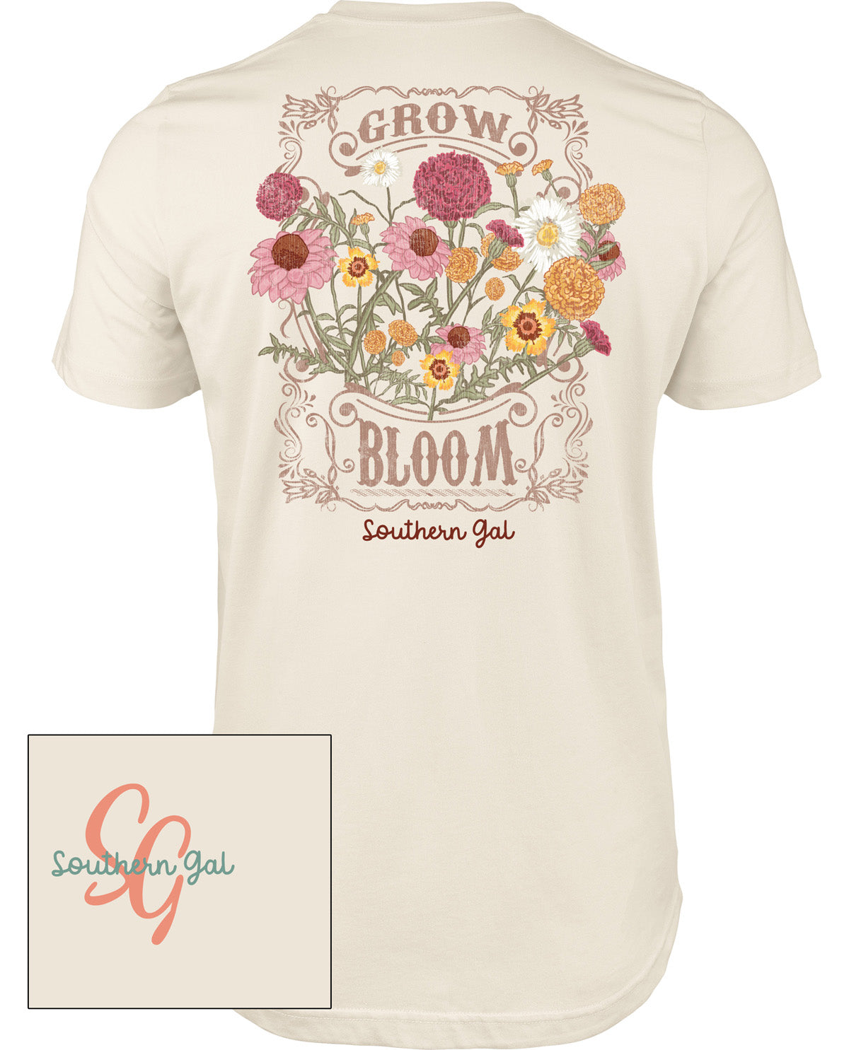 Southern Gal Grow & Bloom Short Sleeve Screen Tee Natural