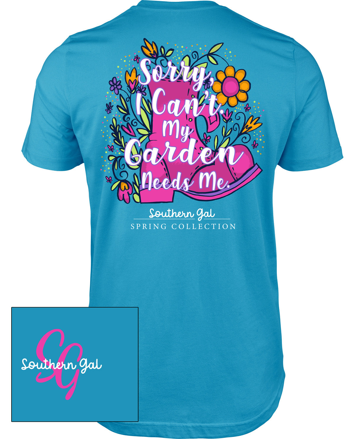 Southern Gal Garden Need Me Short Sleeve Screen Tee Sapphire