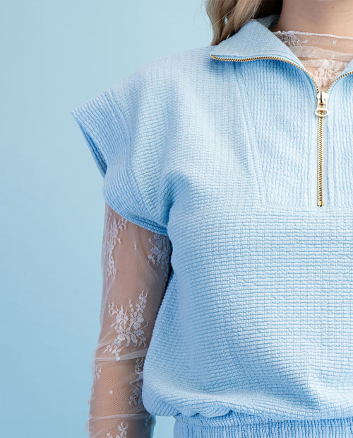 Gigio Knit Top With Zip Collar Neckline