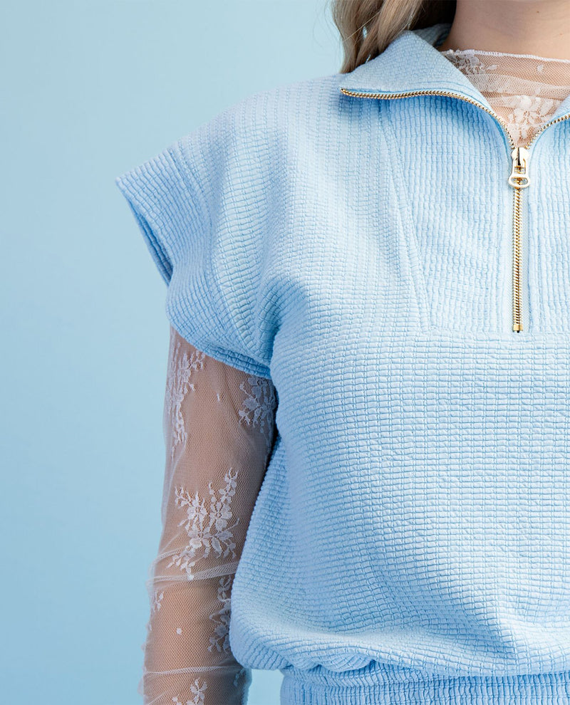 Gigio Knit Top With Zip Collar Neckline