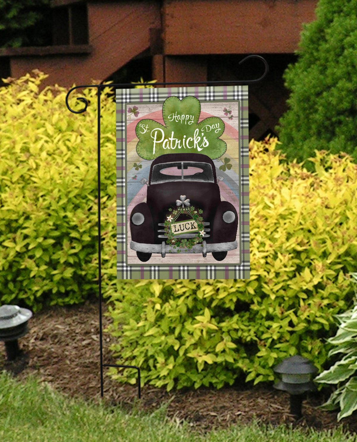 St Patrick's Day Pickup Truck Garden Flag