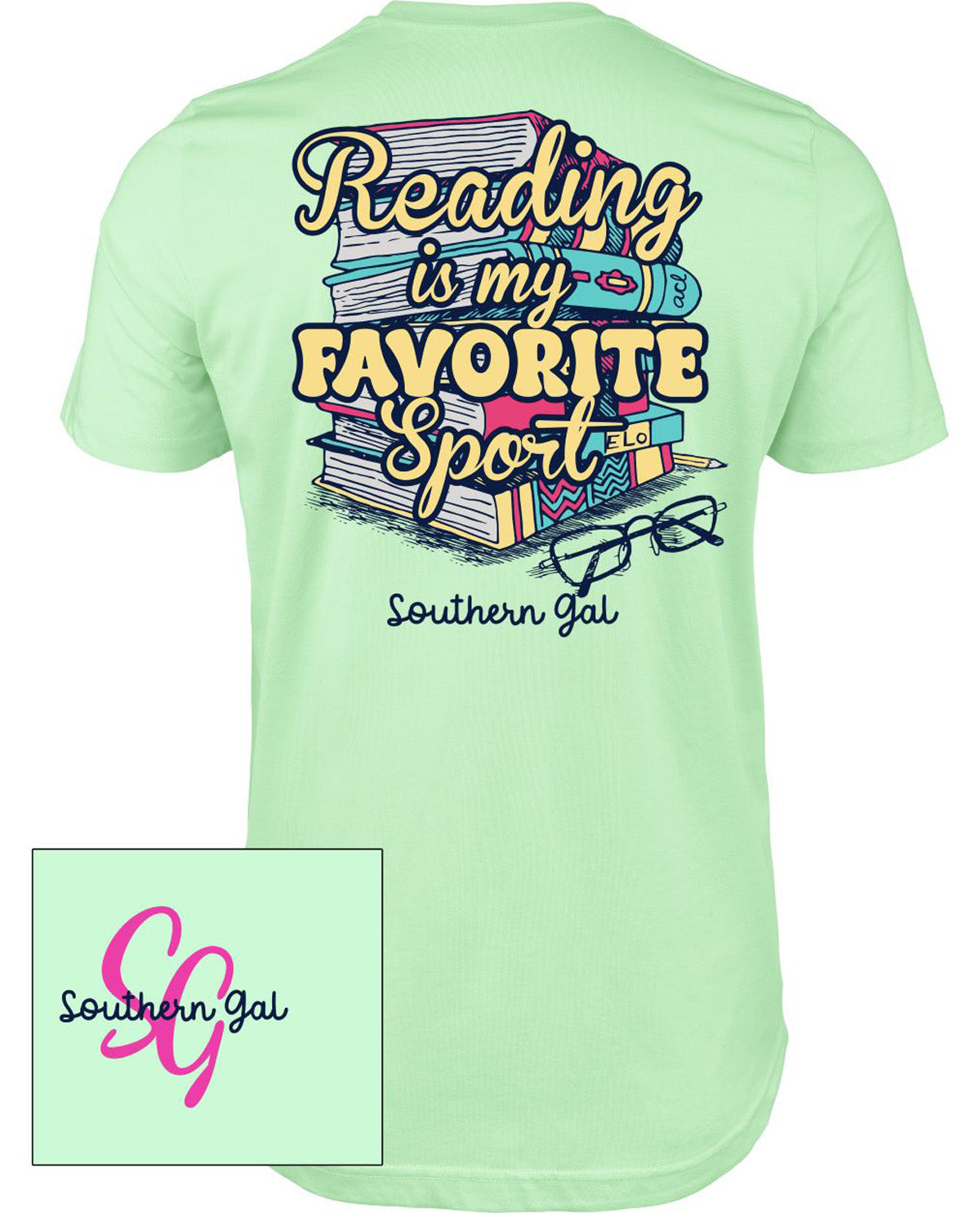 Southern Gal Reading Is My Favorite Sport Short Sleeve Screen Tee
