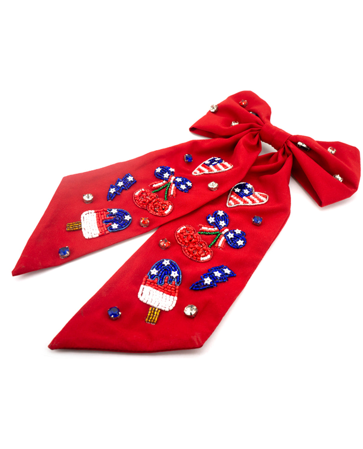 USA Heart Popsicle Hair Bow Red