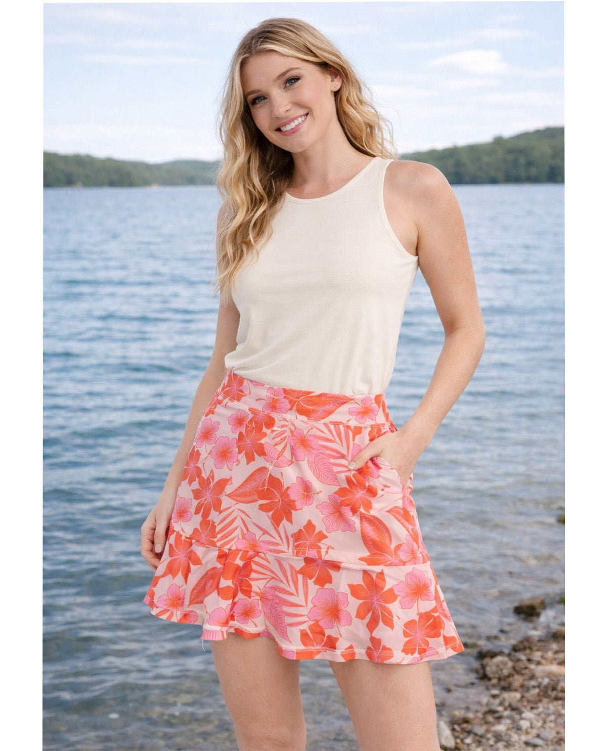 Vogo Print Ruffle Skort