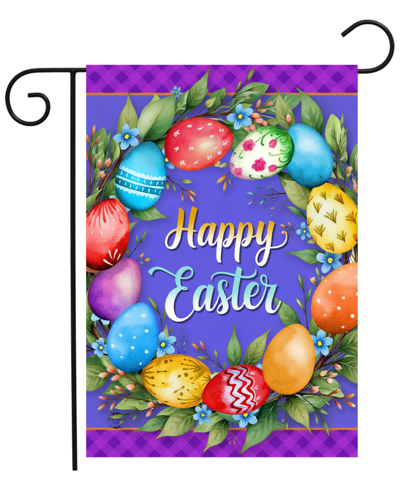 Colorful Easter Wreath Garden Flag