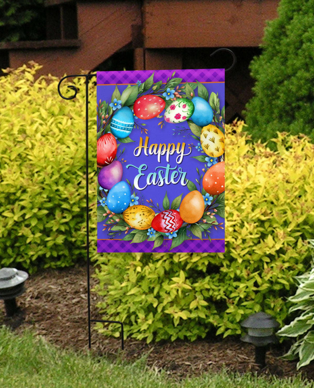 Colorful Easter Wreath Garden Flag