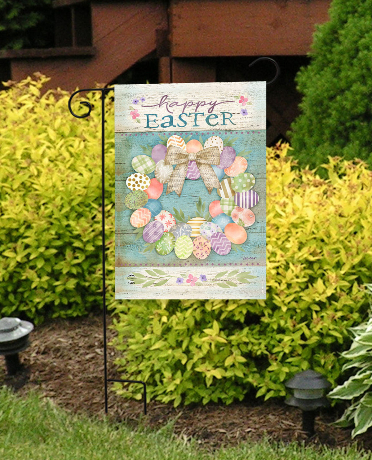 Pastel Easter Wreath Garden Flag