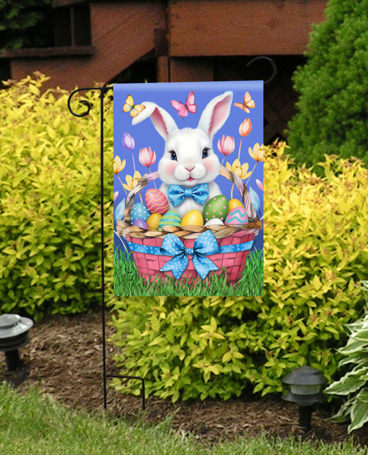 Easter Bunny Basket Garden Flag