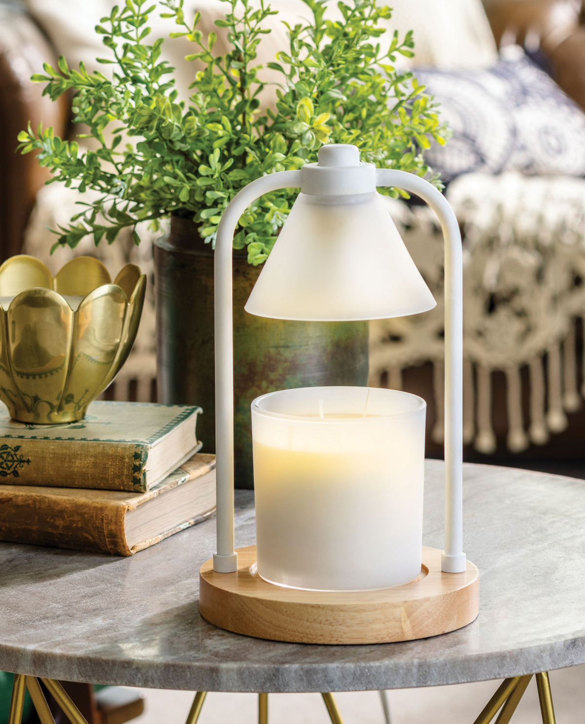White Pendant Candle Warmer Lantern