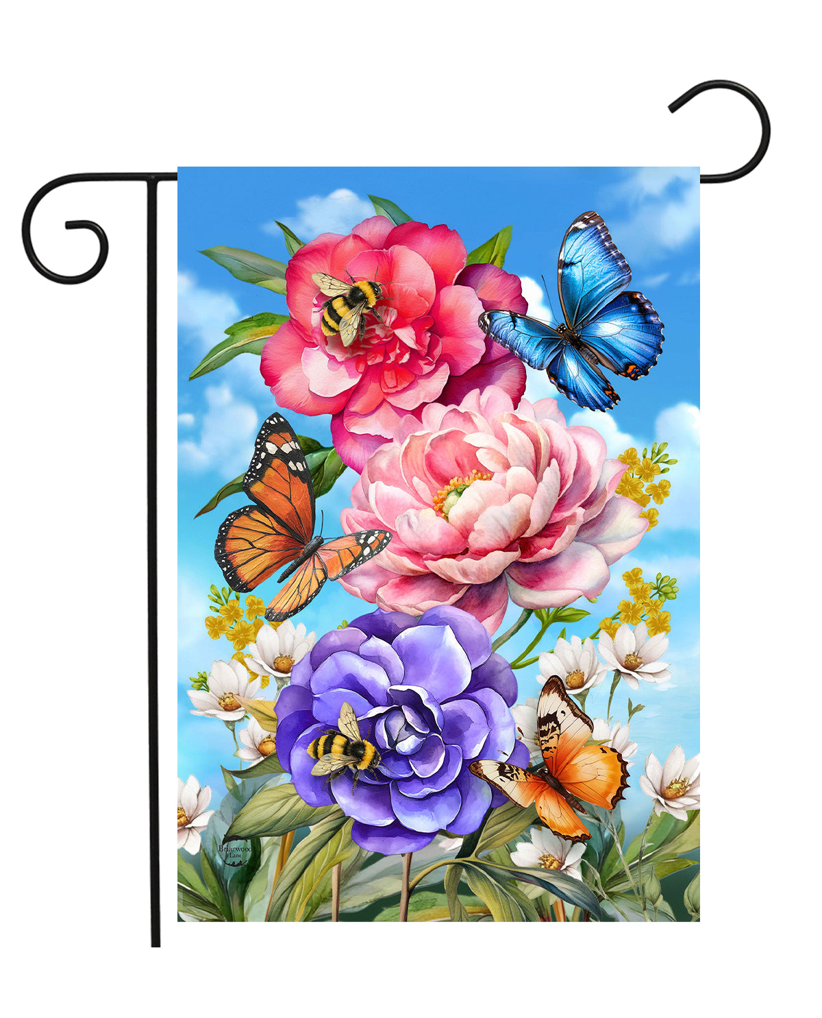 Butterflies And Peonies Garden Flag