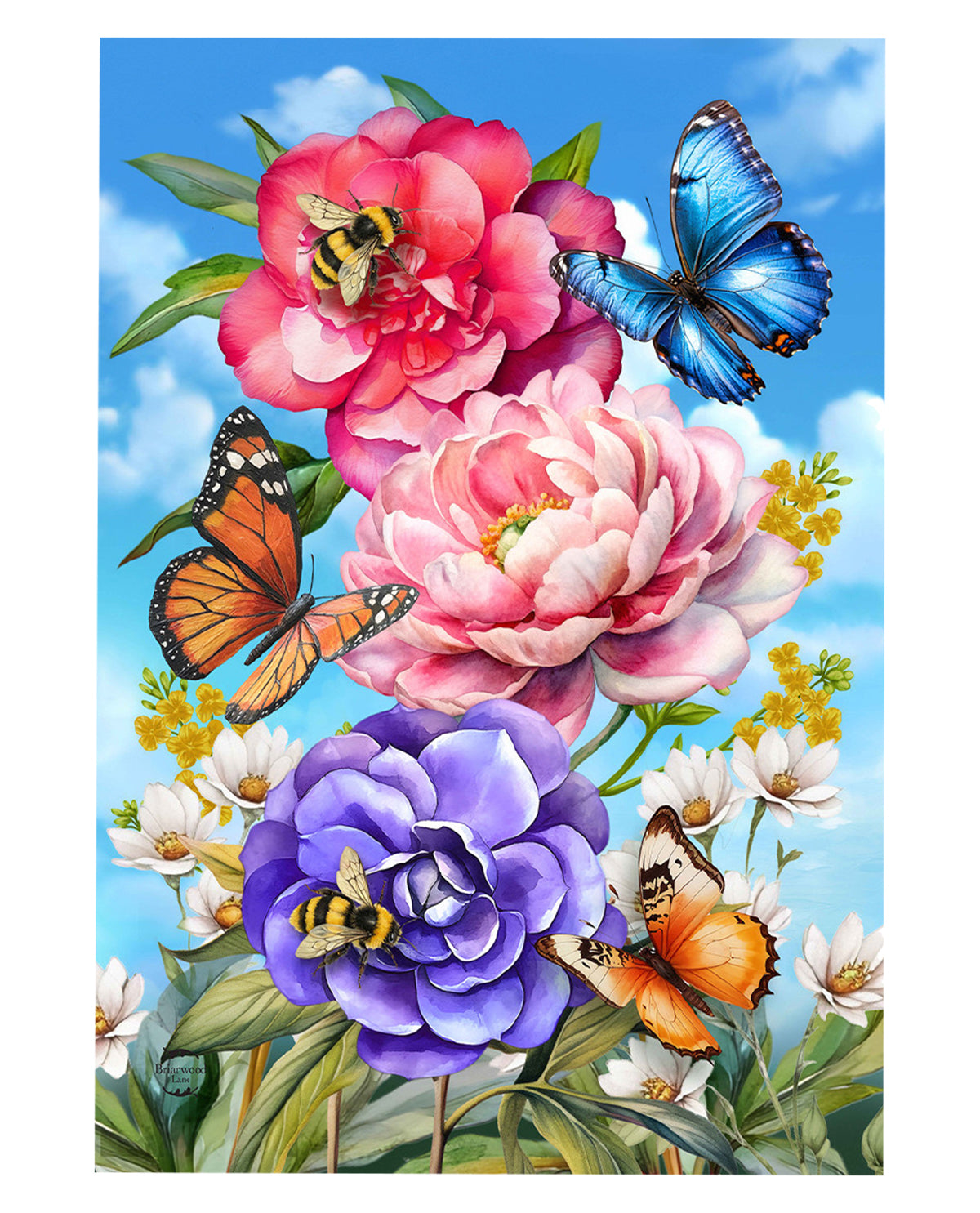 Butterflies And Peonies Garden Flag