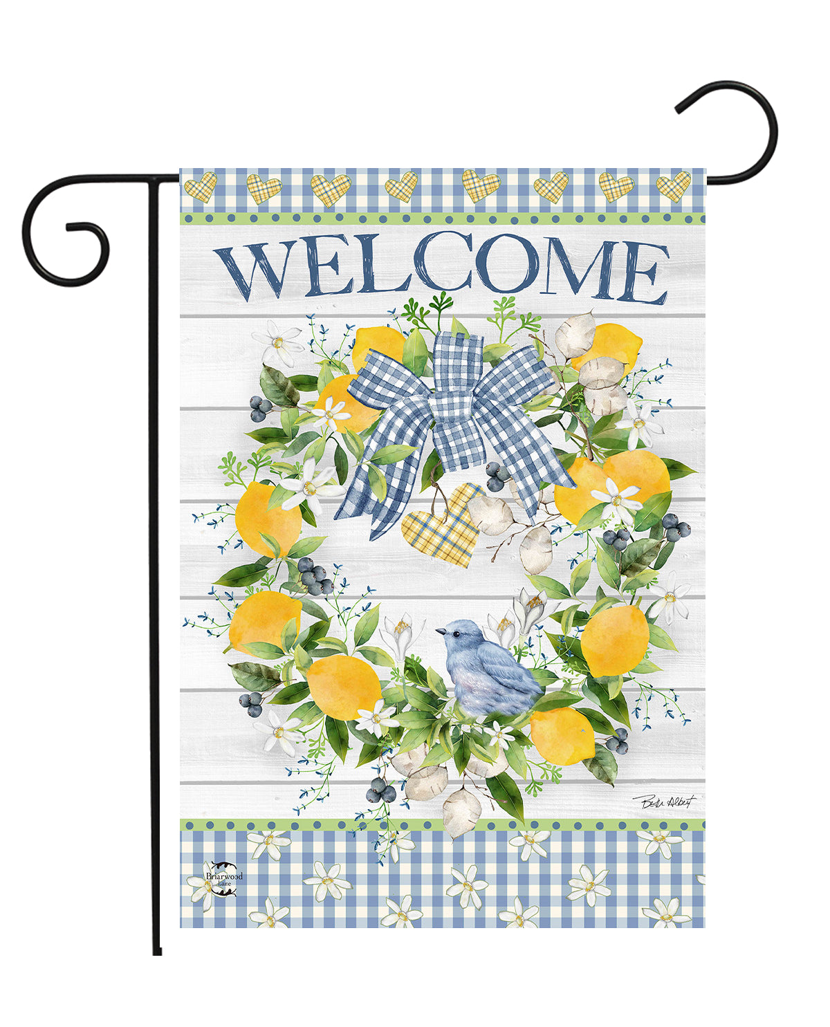 Bluebird Lemon Wreath Garden Flag