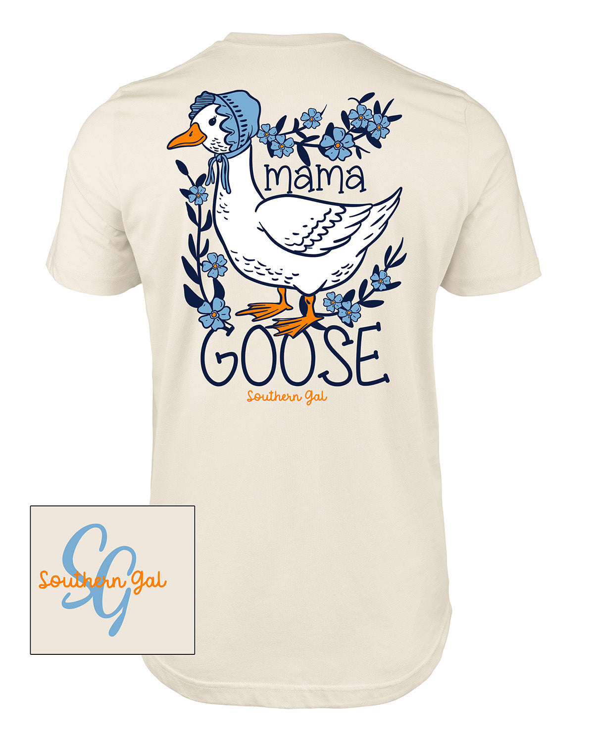 Southern Gal Mama Goose Short Sleeve Screen Tee Natural