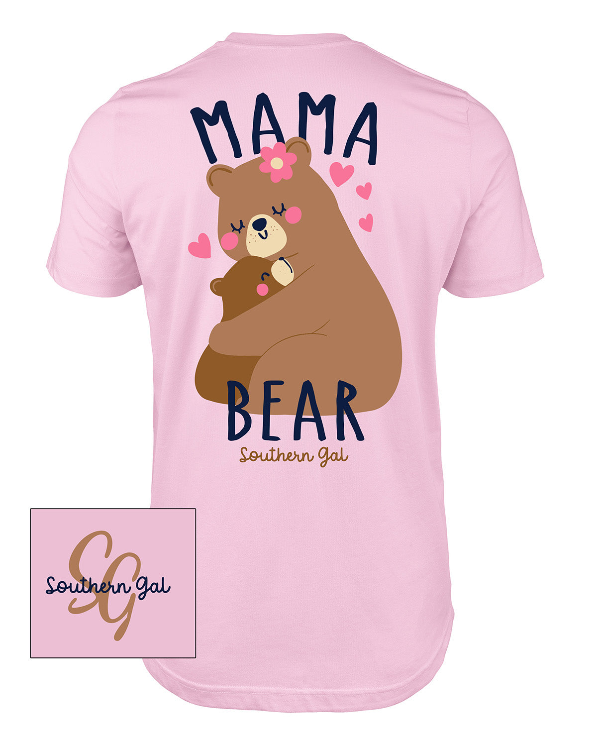 Southern Gal Bear Mama Short Sleeve Screen Tee Pink