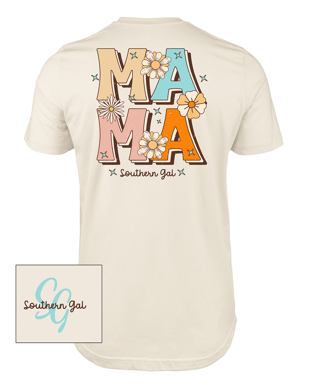 Southern Gal Retro Mama Short Sleeve Screen Tee Natural
