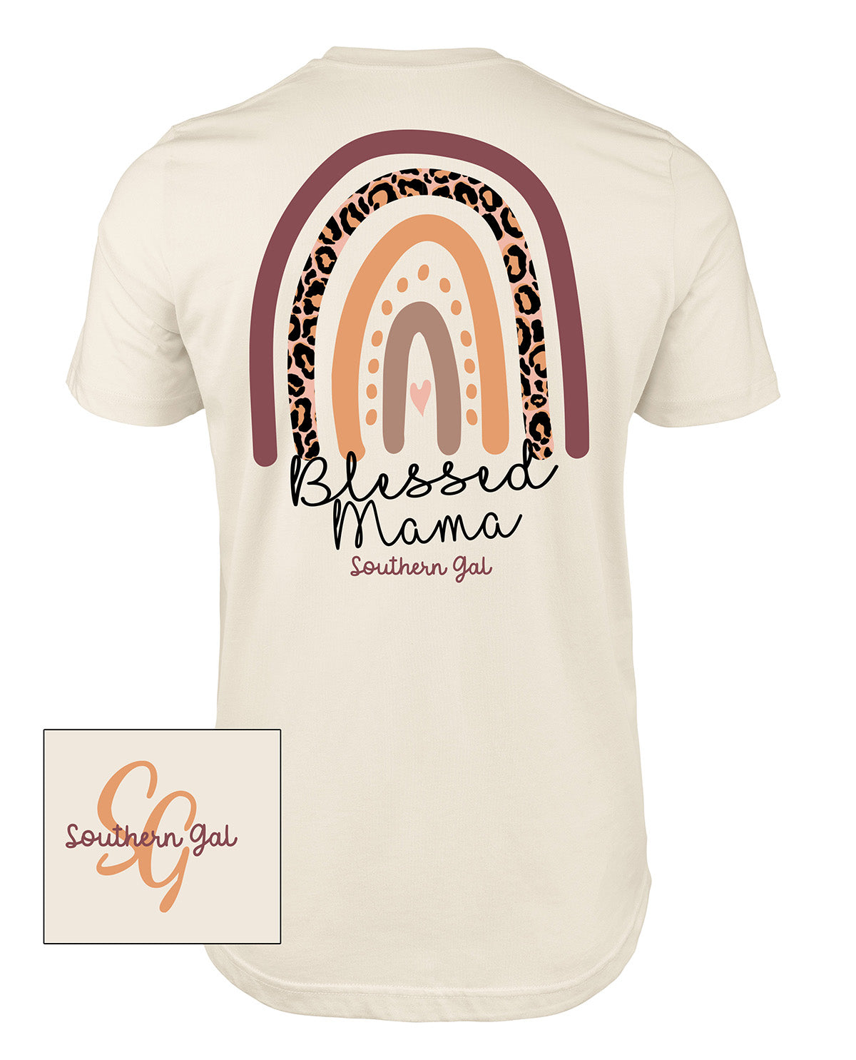 Southern Gal Blessed Mama Short Sleeve Screen Tee Natural