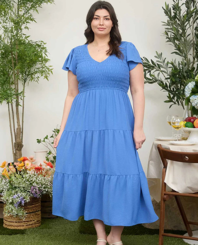 Blu Pepper Plus Smocked Solid Dress