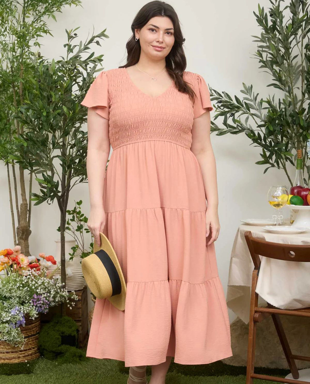 Blu Pepper Plus Smocked Solid Dress