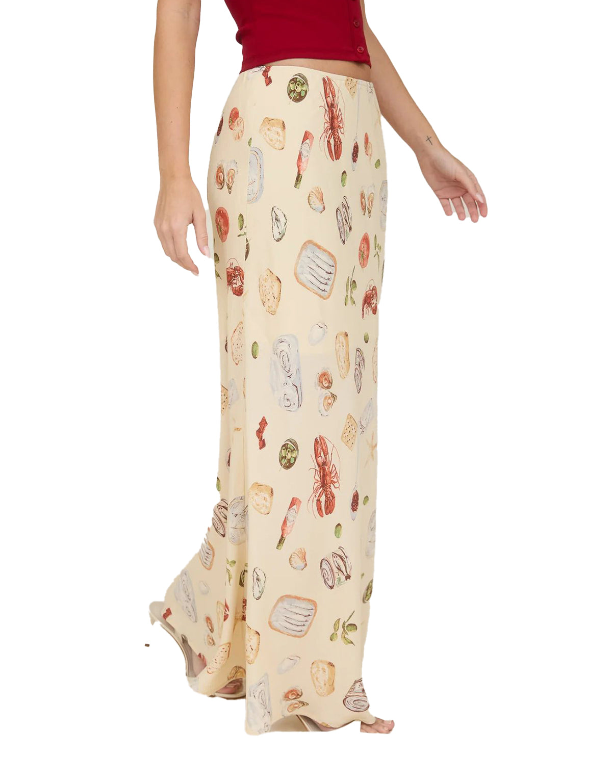 Blu Pepper Print Maxi Skirt Khaki