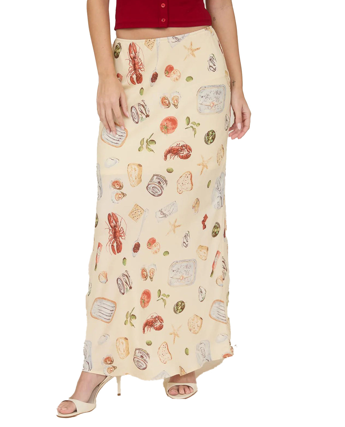 Blu Pepper Print Maxi Skirt Khaki