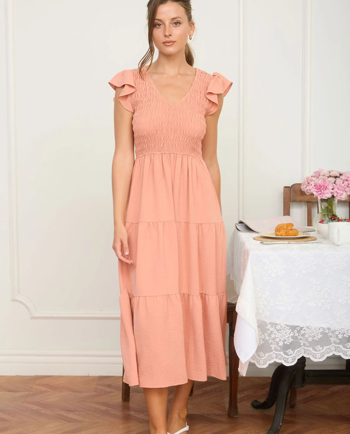 Blu Pepper Smocked Solid Dress