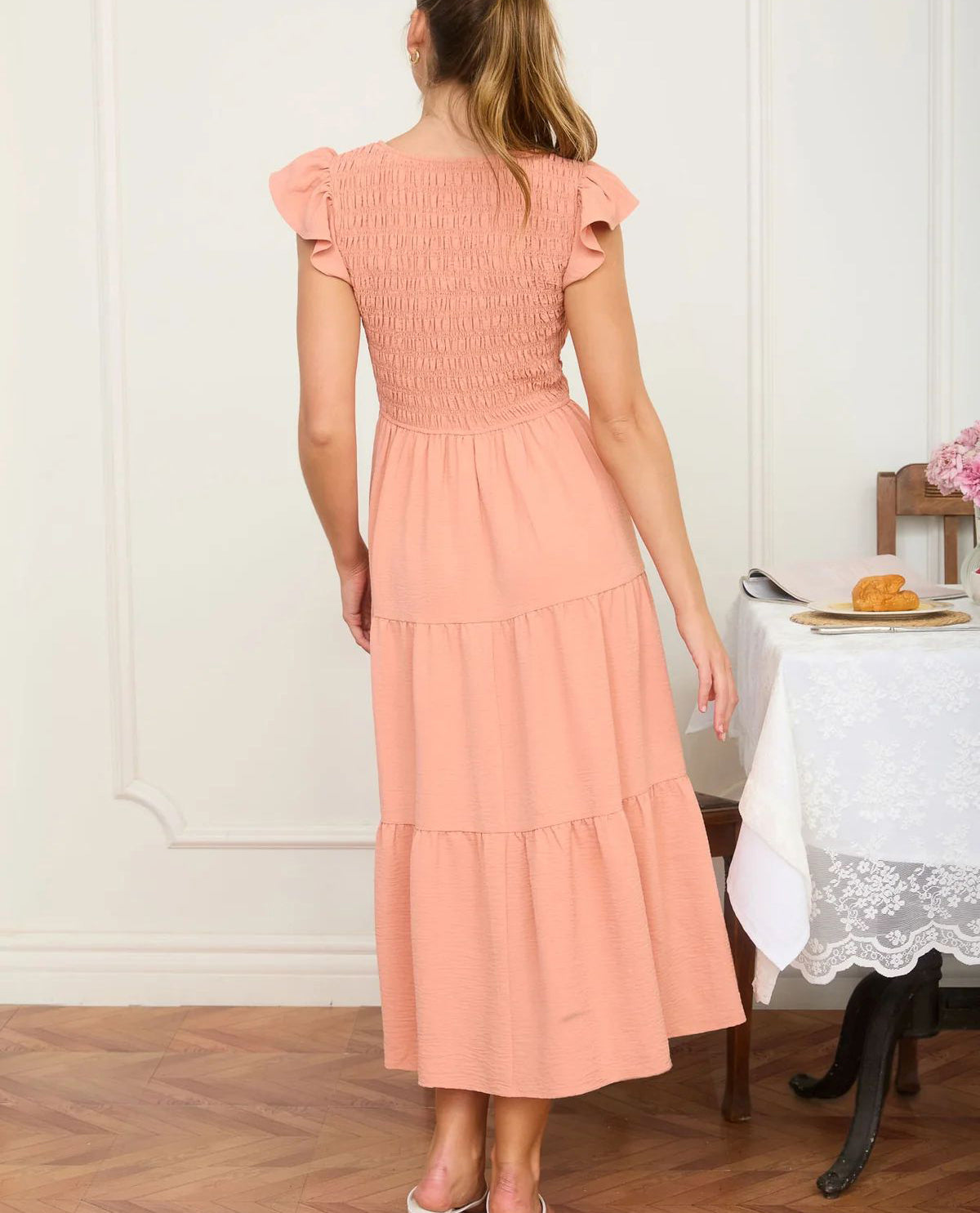 Blu Pepper Smocked Solid Dress