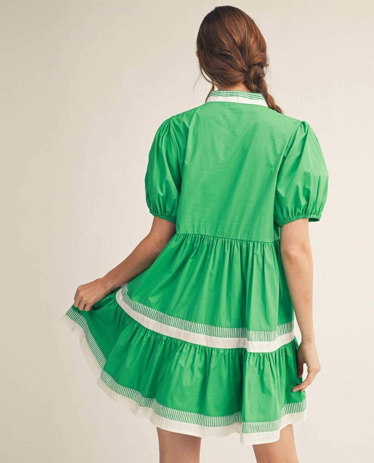 Jodifl Tiered Colorblock Dress Green