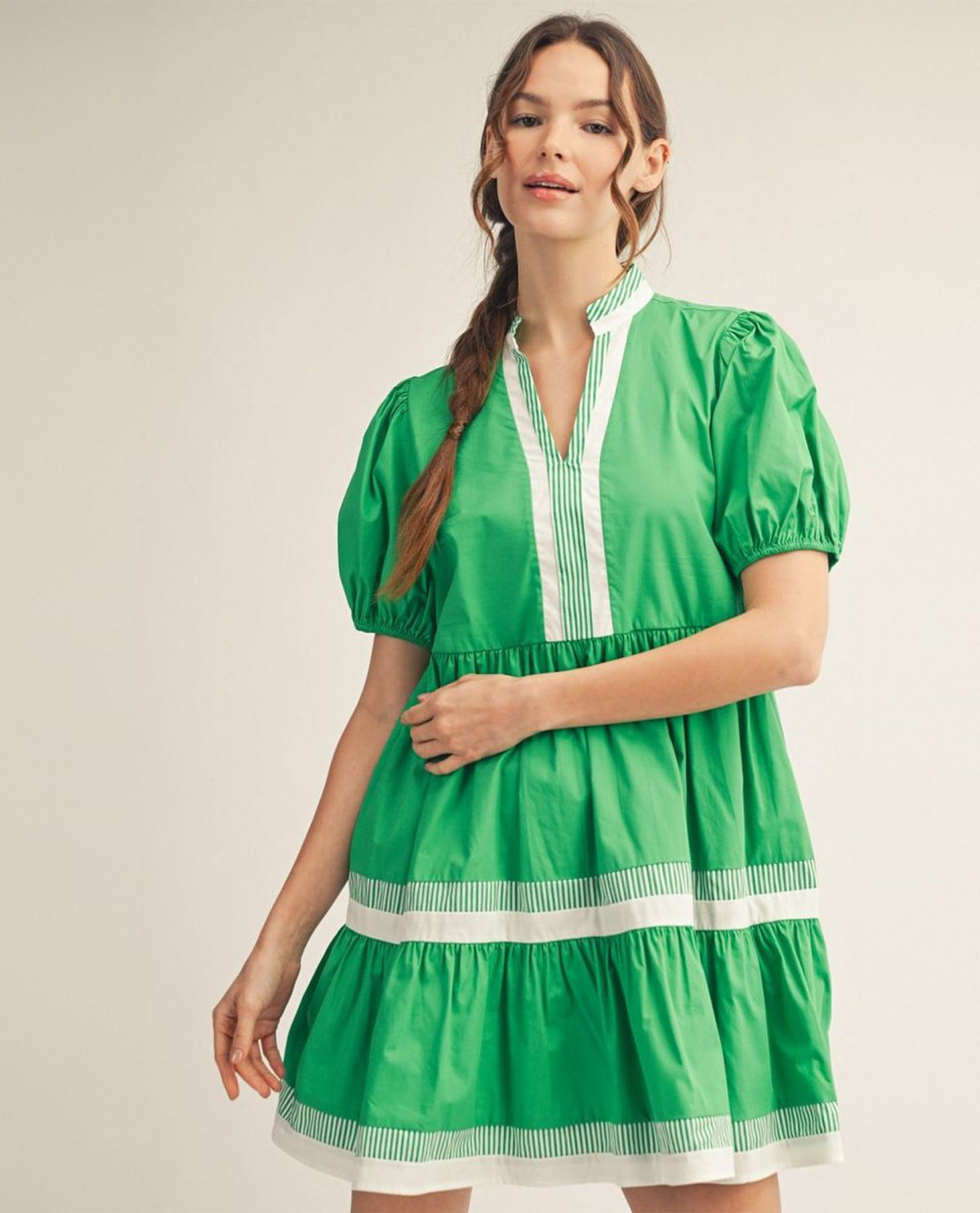 Jodifl Tiered Colorblock Dress Green