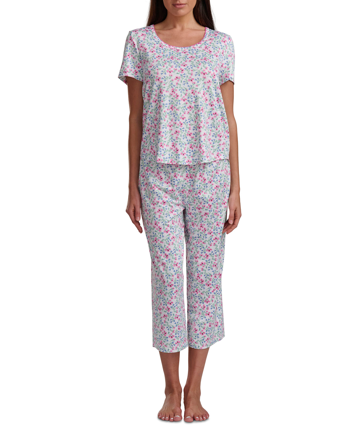 Karen Neuburger Scoop Neck Tee And Crop Pant PJ Set