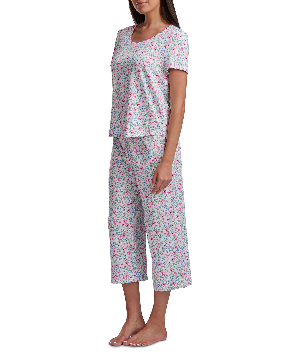 Karen Neuburger Scoop Neck Tee And Crop Pant PJ Set