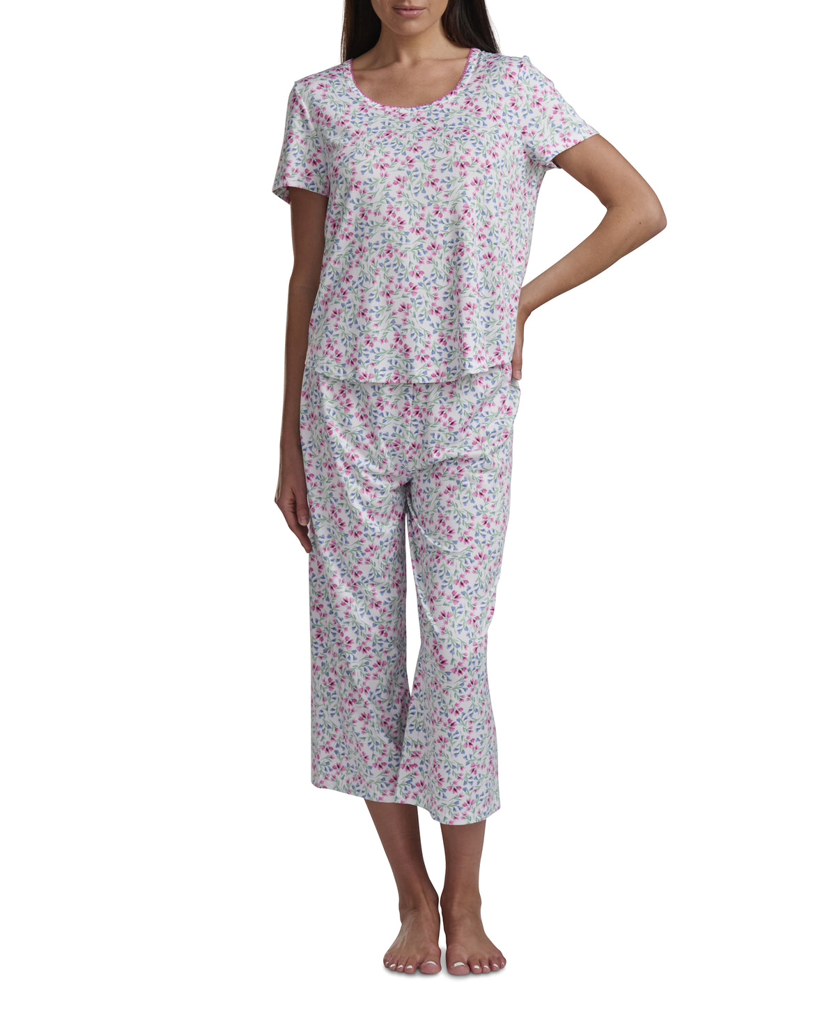 Karen Neuburger Scoop Neck Tee And Crop Pant PJ Set